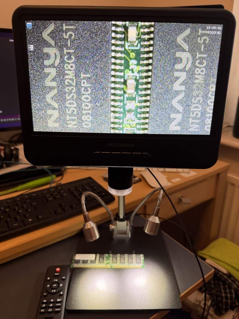 Andonstar AD210 digital microscope being used for automotive electronics work at KeyControl Auto Locksmiths
